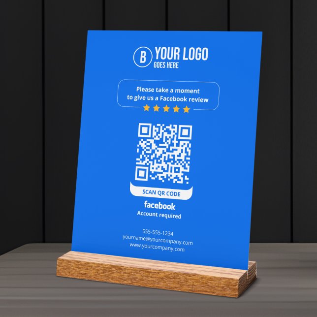 Panneau En Acrylique Code QR des avis Facebook Évaluez mon entreprise 5 (Créateur téléchargé)