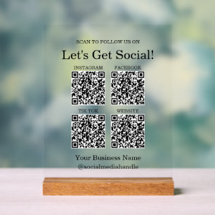 Panneau En Acrylique Code QR des médias sociaux pour petites entreprise
