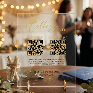 Panneau En Acrylique Code QR du fonds de bourse d'études supérieures mo