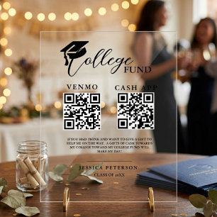 Panneau En Acrylique Code QR du fonds de bourses d'études pour le lycée