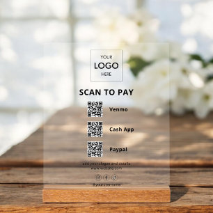 Panneau En Acrylique Code QR du logo commercial de paiement sans contac