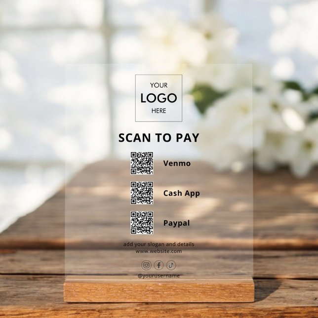 Panneau En Acrylique Code QR du logo commercial de paiement sans contac (Créateur téléchargé)