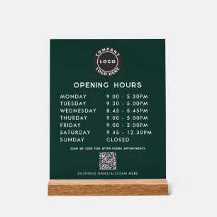Panneau En Acrylique Code QR du logo d'entreprise Heures d'ouverture Ve