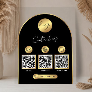 Panneau En Acrylique Code QR du logo noir et or des coordonnées profess