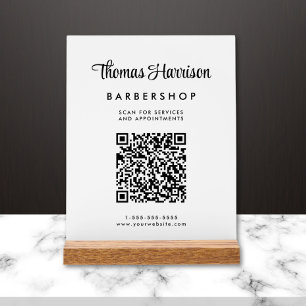 Panneau En Acrylique Code QR du script d'entreprise blanc