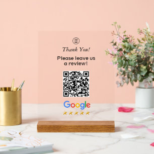 Panneau En Acrylique Code QR Google Scan pour laisser un avis