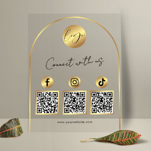 Panneau En Acrylique Code QR Logo Arch Gold Social Media Transparent