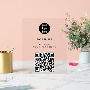 Panneau En Acrylique Code QR Logo d'entreprise minimaliste moderne