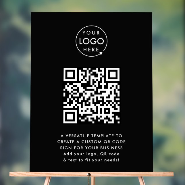 Panneau En Acrylique Code QR | Logo Professionnel Simple Noir (Neutre)