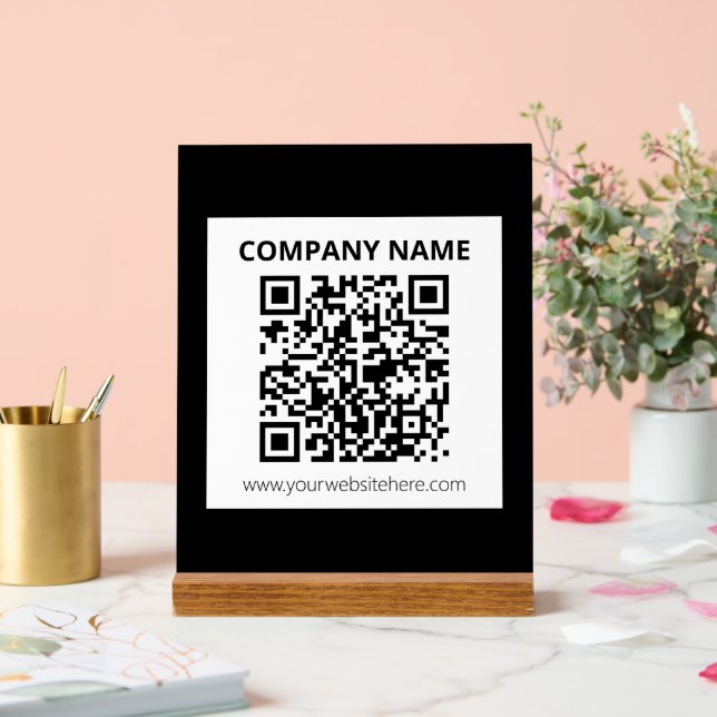 Panneau En Acrylique Code QR modifiable et conception personnalisée sim (Mariage)