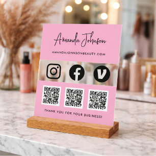 Panneau En Acrylique Code QR multiple Méthode de paiement des médias so