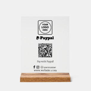 Panneau En Acrylique Code QR PayPal Logo d'entreprise personnalisé po