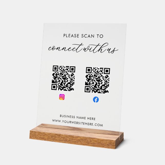 Panneau En Acrylique Code QR personnalisé d'entreprise (Angle)