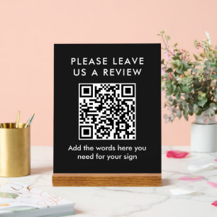 Panneau En Acrylique Code QR personnalisé noir et blanc moderne pour la