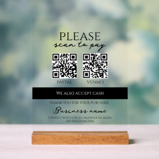 Panneau En Acrylique Code QR personnalisé pour paiement par analyse d'e
