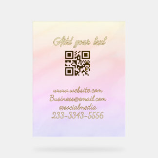 Panneau En Acrylique code QR personnalisé simple ajoutez votre nom text