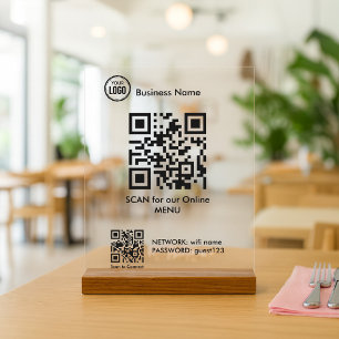 Panneau En Acrylique Code QR pour le menu du café du restaurant