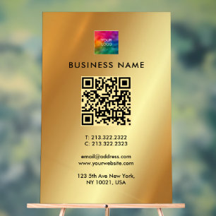 Panneau En Acrylique Code QR promotionnel Téléchargez votre logo sur or