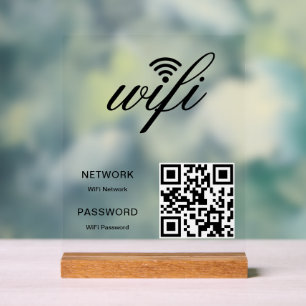 Panneau En Acrylique Code QR réseau Wifi personnalisé