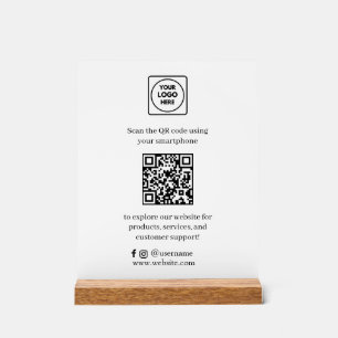 Panneau En Acrylique Code QR Réseaux Sociaux Scannez-Moi Entreprise p