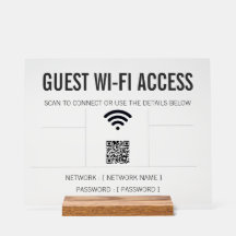 Code QR Wi-Fi invité minimaliste givré en acryliqu
