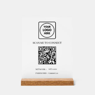 Panneau En Acrylique Code QR Wifi   Conception de logo personnalisé pou