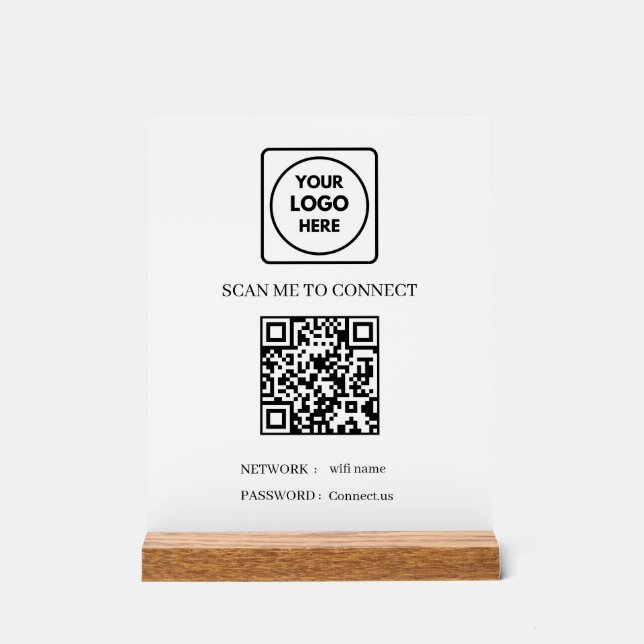 Panneau En Acrylique Code QR Wifi | Conception de logo personnalisé pou (Recto)