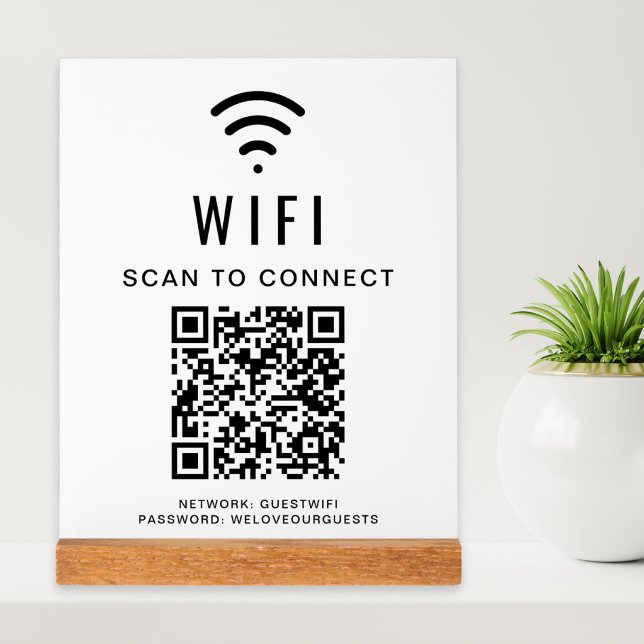 Panneau En Acrylique Code QR Wifi Scan pour se connecter blanc (Créateur téléchargé)