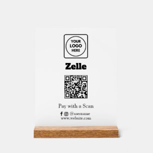 Panneau En Acrylique Code QR Zelle Logo d'entreprise personnalisé pou