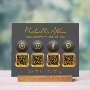 Panneau En Acrylique Codes QR des médias sociaux de l'entreprise