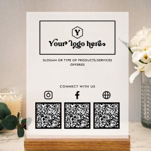 Panneau En Acrylique Codes QR multi-médias sociaux avec logo personnali