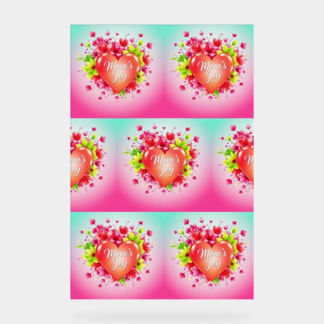 Panneau En Acrylique Coeur de la joie radieuse de maman (Recto)