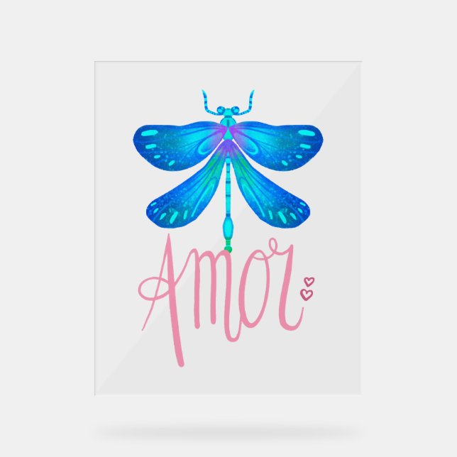 Panneau En Acrylique coeur de libellule (Recto)