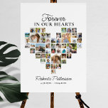Panneau En Acrylique Coeur en forme 48 Photo Collage funéraire Bienvenu<br><div class="desc">Ce magnifique panneau commémoratif est parfait pour saluer la famille et les amis en entrant dans la célébration de la vie de votre être aimé. Le design comprend 48 photos carrés en forme de coeur et texte qui dit "Pour toujours dans nos coeurs". Ajoutez du texte personnalisé à personnaliser. Si...</div>