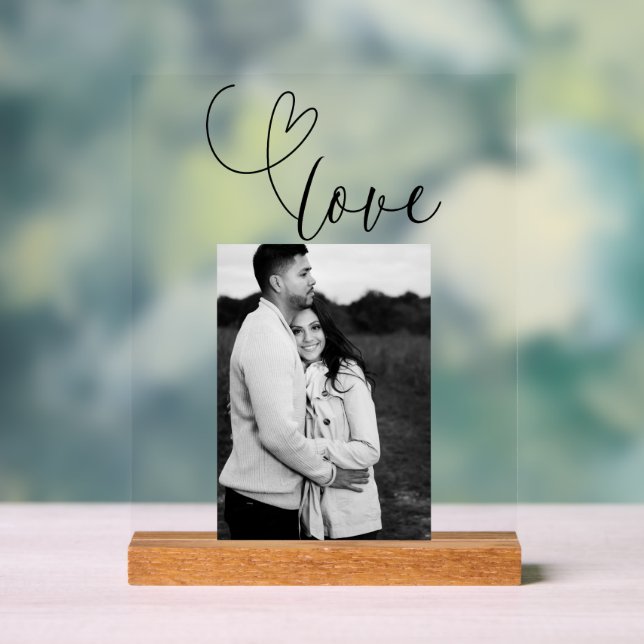 Panneau En Acrylique Coeurs modernes Noir Blanc Mariage Love Photo (Neutre)