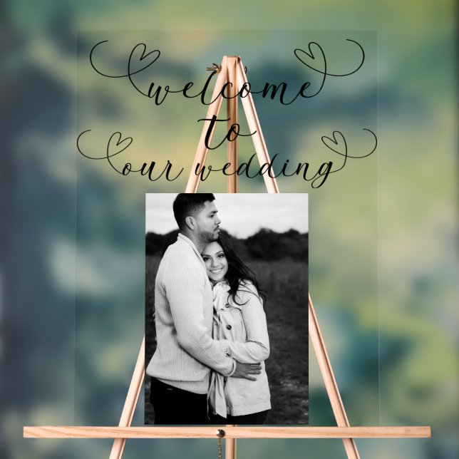 Panneau En Acrylique Coeurs modernes Noir Blanc Minimal Mariage Accueil (Neutre)