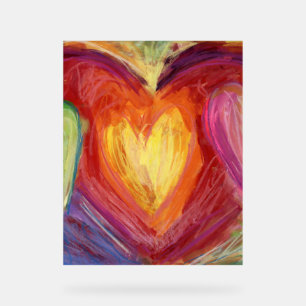 Panneau En Acrylique Coeurs Rainbow Love Peinture Art Print Signal