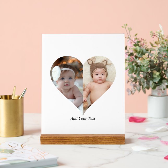 Panneau En Acrylique Collage photo en forme de coeur 2 (Mariage)