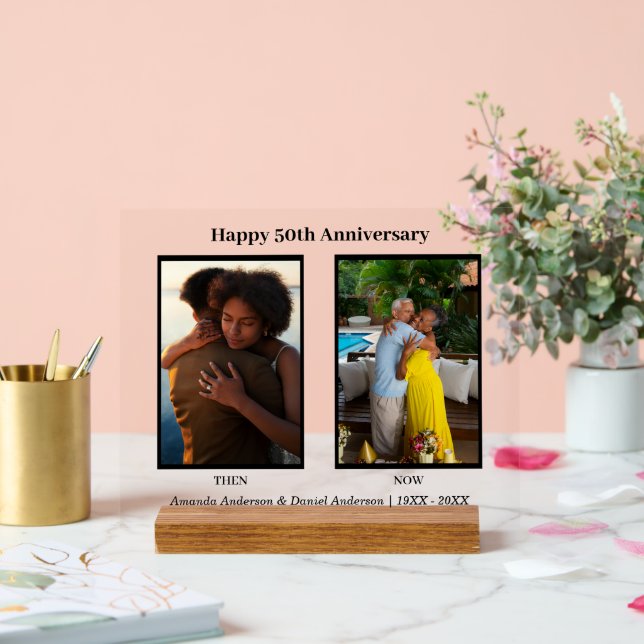 Panneau En Acrylique Collage photo noir et blanc 2 Anniversaire (Mariage)