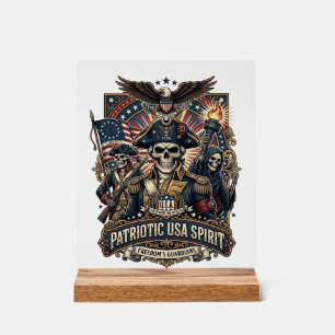 Panneau En Acrylique Commandant Colonial Patriotique Crâne Sombre Patri
