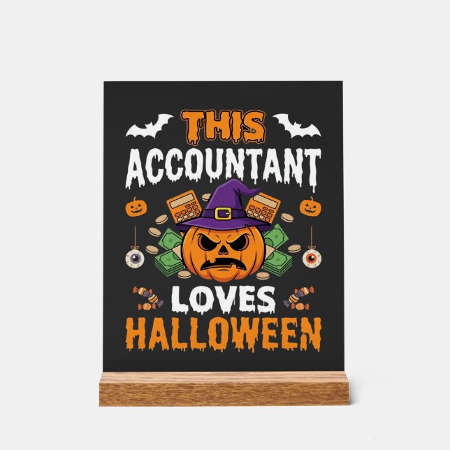Panneau En Acrylique Comptable Aime Halloween Citrouille Comptable Desi (Recto)