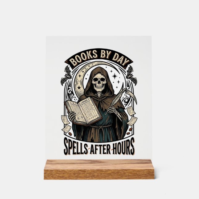 Panneau En Acrylique Comptable d'Halloween Sorcière Reaper Design Vinta (Recto)