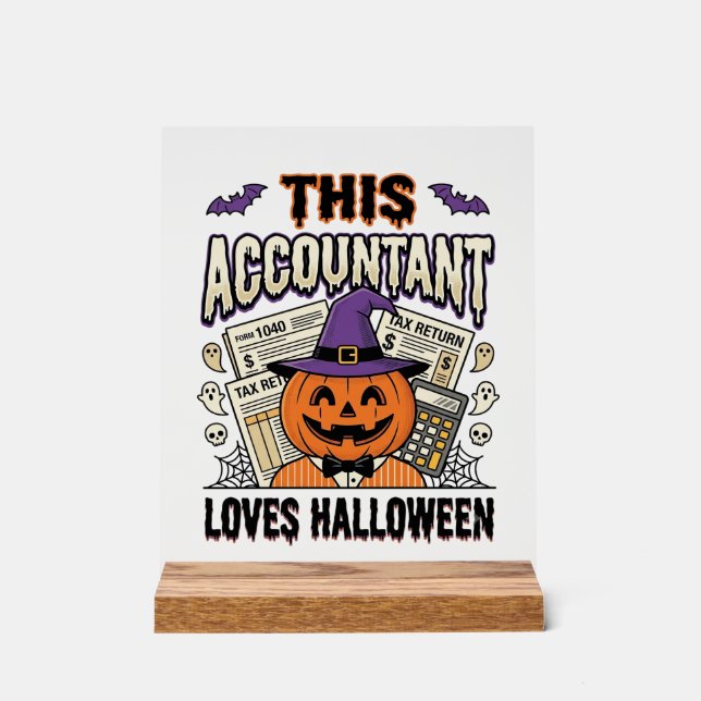 Panneau En Acrylique Comptable Halloween Drôle Saison fiscale effrayant (Recto)