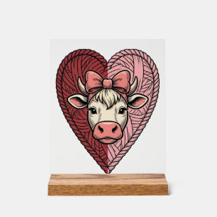 Panneau En Acrylique Conception de broderie vintage de fil de coeur de