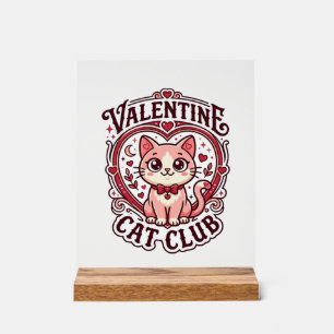 Panneau En Acrylique Conception de chat drôle de la Saint-Valentin - Ch