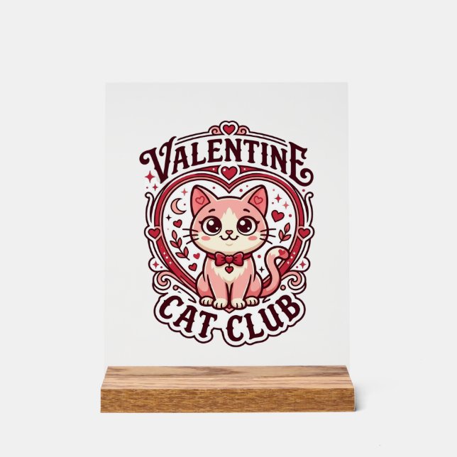 Panneau En Acrylique Conception de chat drôle de la Saint-Valentin - Ch (Recto)