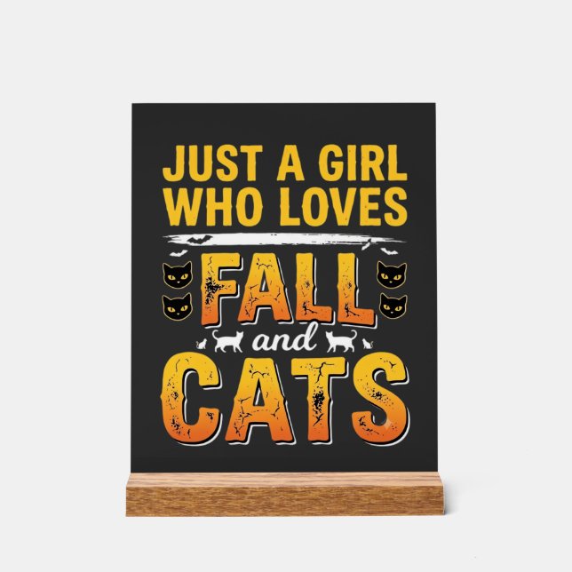 Panneau En Acrylique Conception de chats fille d'automne Halloween_1 (Recto)