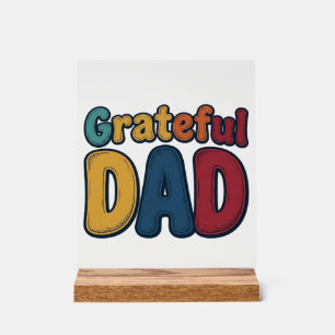 Panneau En Acrylique Conception de chemise à lettres bulles rétro Papa
