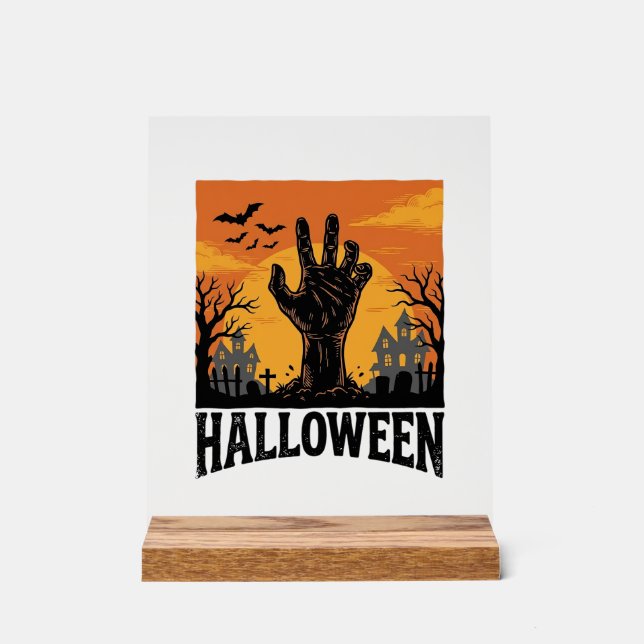 Panneau En Acrylique Conception de chemise à main de zombie de cimetièr (Recto)