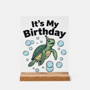 Panneau En Acrylique Conception de chemise d'anniversaire de tortue mar